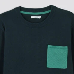 Pull Col Rond Poche Contrastée -Magasin De Vêtements De Mode 1001771 11247 V8