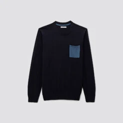 Pull Col Rond Poche Contrastée -Magasin De Vêtements De Mode 1001771 11873 V11