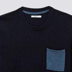 Pull Col Rond Poche Contrastée -Magasin De Vêtements De Mode 1001771 11873 V8