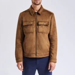 Blouson Aspect Velours Col Chemise -Magasin De Vêtements De Mode 1001782 17033 V2