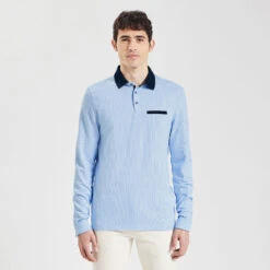 Polo Manches Longues Jacquard à Col Fantaisie -Magasin De Vêtements De Mode 1001971 11247 V2