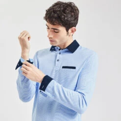 Polo Manches Longues Jacquard à Col Fantaisie -Magasin De Vêtements De Mode 1001971 11247 V4