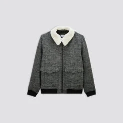 Blouson Lainage Fantaisie Col Faux Mouton -Magasin De Vêtements De Mode 1002076 18426 V11