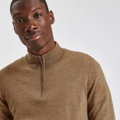 Pull à Col Montant Zippé En Laine Mérinos -Magasin De Vêtements De Mode 1002207 10444 V4