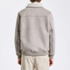 Blouson Aspect Velours Col Et Doublure Moutonnés -Magasin De Vêtements De Mode 1002334 10015 V3