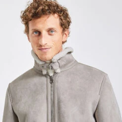 Blouson Aspect Velours Col Et Doublure Moutonnés -Magasin De Vêtements De Mode 1002334 10015 V4