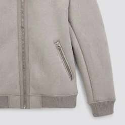 Blouson Aspect Velours Col Et Doublure Moutonnés -Magasin De Vêtements De Mode 1002334 10015 V9