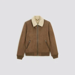 Blouson Aspect Velours Col Et Doublure Moutonnés -Magasin De Vêtements De Mode 1002334 17031 V11