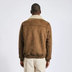 Blouson Aspect Velours Col Et Doublure Moutonnés -Magasin De Vêtements De Mode 1002334 17031 V3