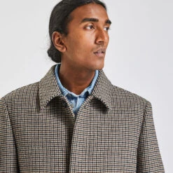 Manteau Col Chemise Motif Pied De Puce -Magasin De Vêtements De Mode 1002412 17506 V4