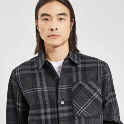 Surchemise Regular Carreaux Laine Polyester Recycl -Magasin De Vêtements De Mode 1002609 11214 V4