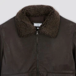Blouson En Cuir Col Moutonné Amovible -Magasin De Vêtements De Mode 1002707 17505 V8