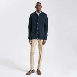 Gilet Col Chemise En Maille -Magasin De Vêtements De Mode 1002833 11845 V5