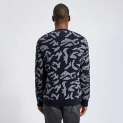 Pull Col Rond à Motif Camouflage En Laine -Magasin De Vêtements De Mode 1002836 18005 V3