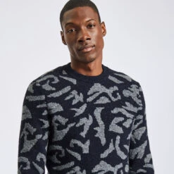 Pull Col Rond à Motif Camouflage En Laine -Magasin De Vêtements De Mode 1002836 18005 V4