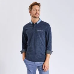 Polo Manches Longues Maille Piquée Moulinée Col Ox