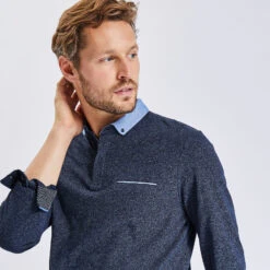 Polo Manches Longues Maille Piquée Moulinée Col Ox -Magasin De Vêtements De Mode 1003022 11845 V4