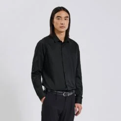 Chemise Slim Unie Coton Biologique Satin