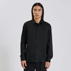 Chemise Slim Unie Coton Biologique Satin -Magasin De Vêtements De Mode 1003070 18000 V2
