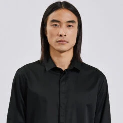 Chemise Slim Unie Coton Biologique Satin -Magasin De Vêtements De Mode 1003070 18000 V4