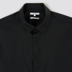 Chemise Slim Unie Coton Biologique Satin -Magasin De Vêtements De Mode 1003070 18000 V8