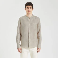 Chemise Regular Col Mao Unie Lin -Magasin De Vêtements De Mode 1003076 10503 V2