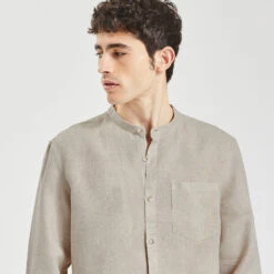 Chemise Regular Col Mao Unie Lin -Magasin De Vêtements De Mode 1003076 10503 V4