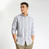 Chemise Regular Rayures Coton Lin