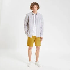 Chemise Regular Rayures Coton Lin -Magasin De Vêtements De Mode 1003118 19100 V6