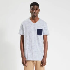 Tee Shirt Col V Matière Fantaisie -Magasin De Vêtements De Mode 1003161 10002 V2