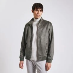 Blouson Col Montant Aspect Velours