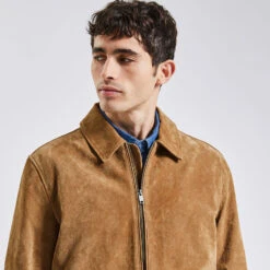 Blouson En Cuir Col Chemise -Magasin De Vêtements De Mode 1003309 10503 V4