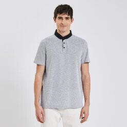 Polo Manches Courtes Bubble Col Contrasté Twill -Magasin De Vêtements De Mode 1003321 11044 V2