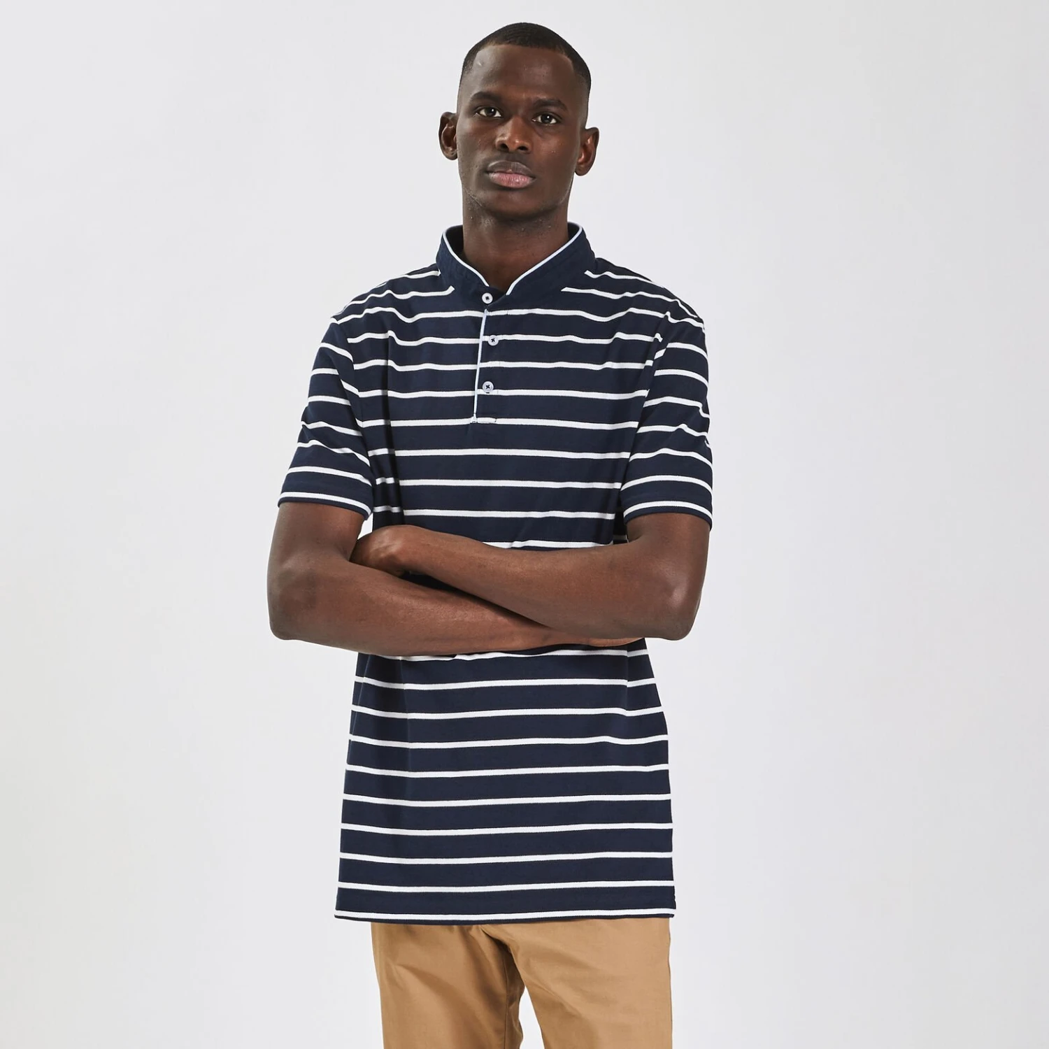 Polo Manches Courtes Marinière Col Mao 1 Polo Manches Courtes Marinière Col Mao