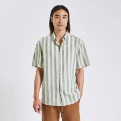 Chemisette Regular Rayures Coton Lin