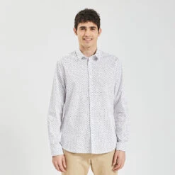 Chemise Slim Imprimé Géométrique Coton Dobby -Magasin De Vêtements De Mode 1003593 10000 V2