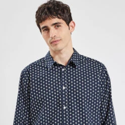 Chemise Slim Imprimé Géométrique Coton -Magasin De Vêtements De Mode 1003619 11214 V4