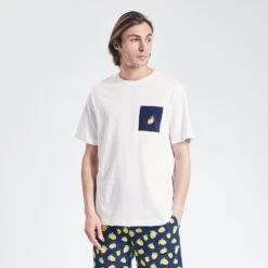 Tee Shirt De Pyjama Avec Poche Poitirine Fantaisie