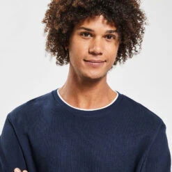 Tee Shirt Double Col Matière Fantaisie -Magasin De Vêtements De Mode 1003712 11824 V4