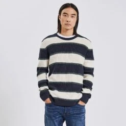 Pull Col Rond à Rayures