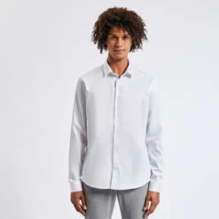 Chemise Slim Unie Coton Satin Twill -Magasin De Vêtements De Mode 1003749 10000 V2