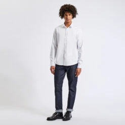 Chemise Slim Unie Coton Satin Twill -Magasin De Vêtements De Mode 1003749 10000 V6