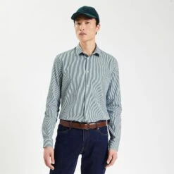 Chemise Slim Rayures Coton Viscose
