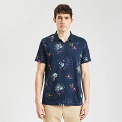 Polo Manches Courtes En Jersey Slub Imprimé -Magasin De Vêtements De Mode 1004117 11863 V2