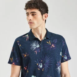Polo Manches Courtes En Jersey Slub Imprimé -Magasin De Vêtements De Mode 1004117 11863 V4