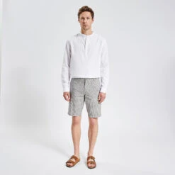Bermuda En Lin Et Coton Rayé -Magasin De Vêtements De Mode 1004118 11289 V2