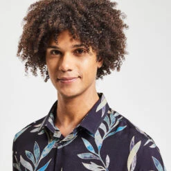 Chemise Slim Imprimé Feuilles Viscose -Magasin De Vêtements De Mode 1004168 11214 V4