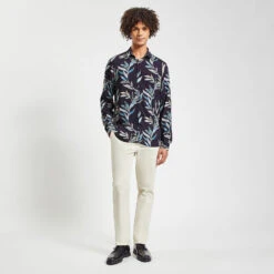 Chemise Slim Imprimé Feuilles Viscose -Magasin De Vêtements De Mode 1004168 11214 V5