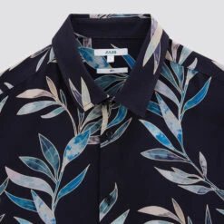 Chemise Slim Imprimé Feuilles Viscose -Magasin De Vêtements De Mode 1004168 11214 V8