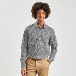 Chemise Slim Imprimé Fleur Coton Biologique